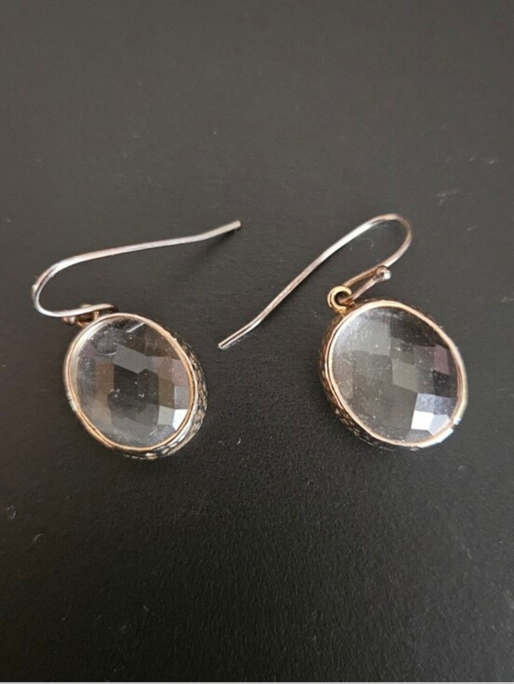 Vintage Silvertone Faceted Clear Quartz Drop Earrings Handmade